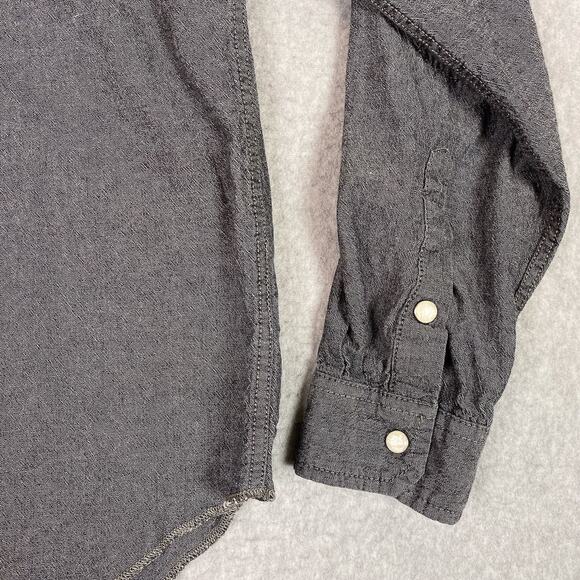 Deus Ex Machina Shirt Mens S Grey Long Sleeve Chambray Pearl Snap Moto Work - Picture 4 of 15